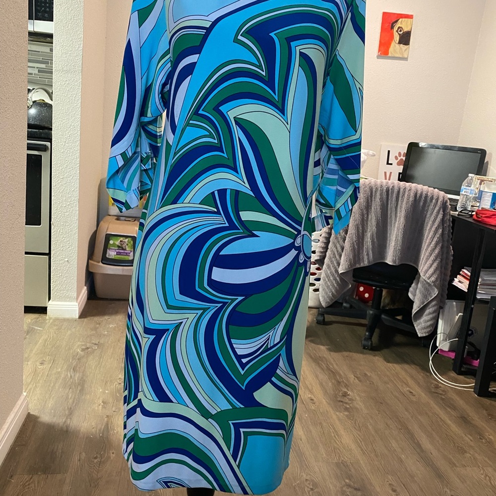 Chicos dress midi green blue white # 1